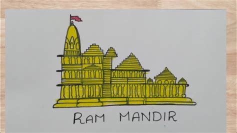ram mandir drawing for kids